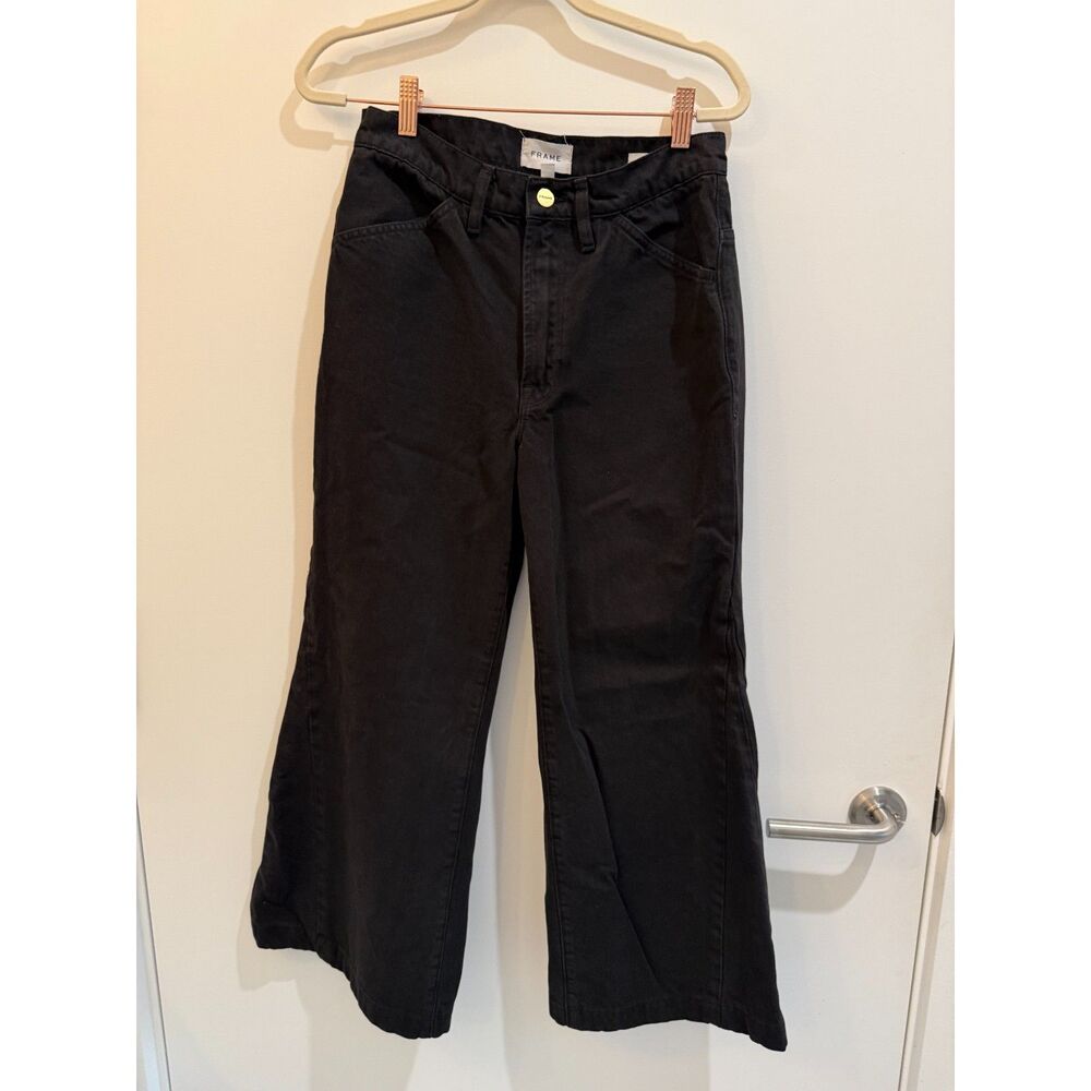 FRAME Le Baggy Palazzo Low Rise Wide Leg Black Jeans Size 26